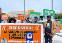 Sindicalistas protestan frente al Congreso y llaman a legisladores no coger presión empresariales sobre la cesantía